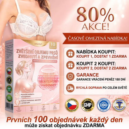 💞𝐻𝐼𝑆𝐾𝐼𝑁® Mikroneedlová náplast pro podporu objemu, lifting a pevnost prsou-pro plnější, pevnější a krásněji tvarovaný dekolt | Jednoduchý každodenní rituál péče o poprsí ✨