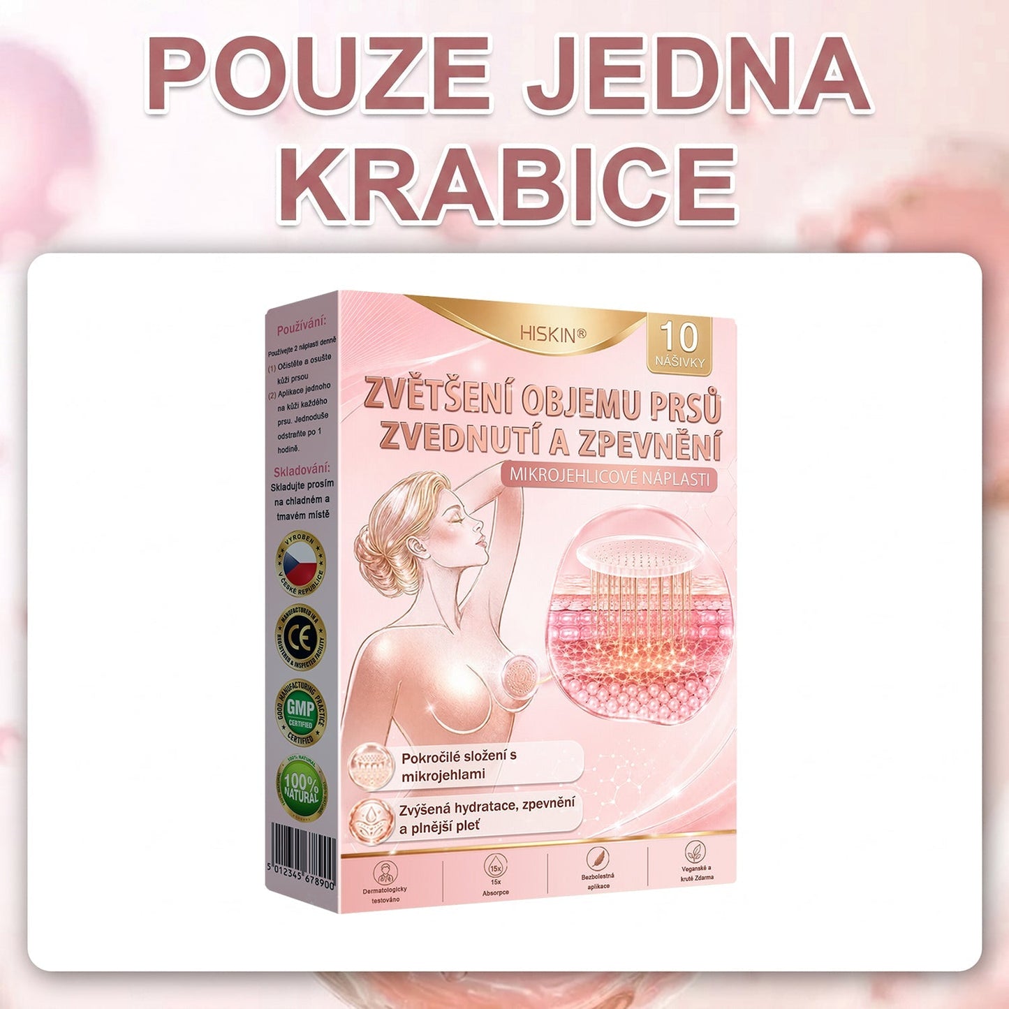 💞𝐻𝐼𝑆𝐾𝐼𝑁® Mikroneedlová náplast pro podporu objemu, lifting a pevnost prsou-pro plnější, pevnější a krásněji tvarovaný dekolt | Jednoduchý každodenní rituál péče o poprsí ✨
