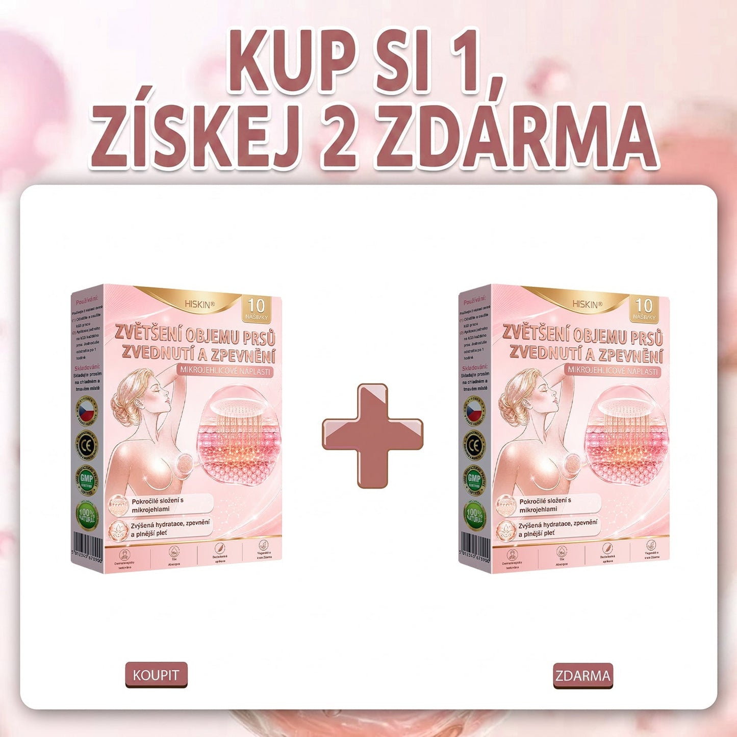 💞𝐻𝐼𝑆𝐾𝐼𝑁® Mikroneedlová náplast pro podporu objemu, lifting a pevnost prsou-pro plnější, pevnější a krásněji tvarovaný dekolt | Jednoduchý každodenní rituál péče o poprsí ✨