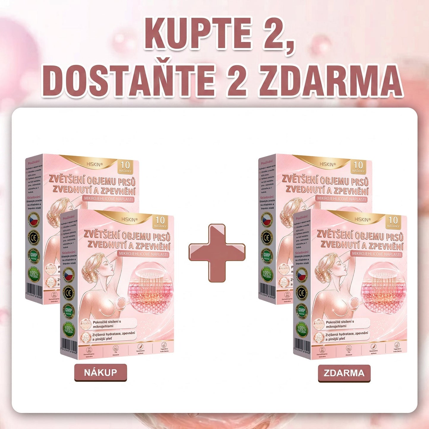 💞𝐻𝐼𝑆𝐾𝐼𝑁® Mikroneedlová náplast pro podporu objemu, lifting a pevnost prsou-pro plnější, pevnější a krásněji tvarovaný dekolt | Jednoduchý každodenní rituál péče o poprsí ✨