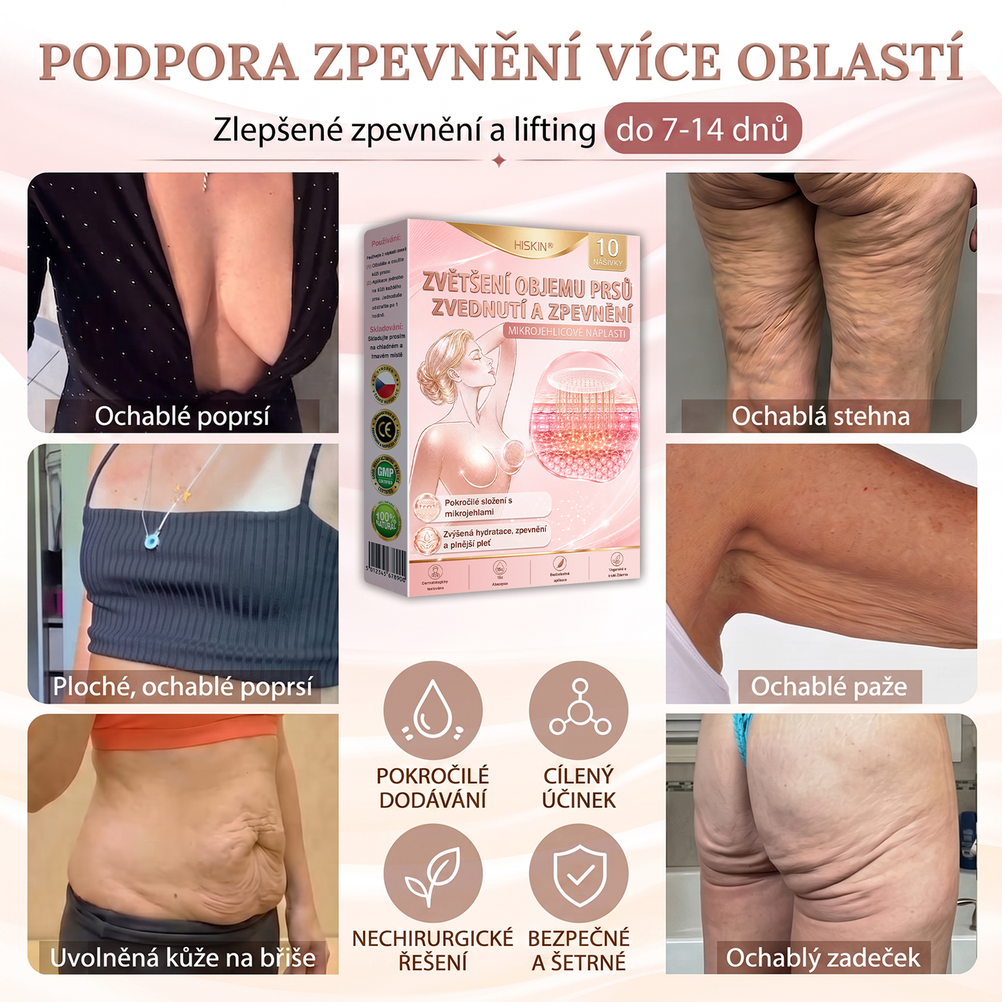💞𝐻𝐼𝑆𝐾𝐼𝑁® Mikroneedlová náplast pro podporu objemu, lifting a pevnost prsou-pro plnější, pevnější a krásněji tvarovaný dekolt | Jednoduchý každodenní rituál péče o poprsí ✨